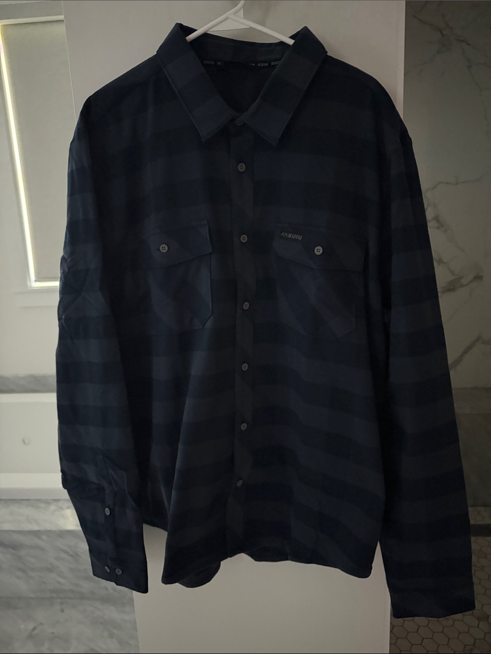 Brand New Kuiu Men's Base Camp LS Heavyweight Flannel - Steel Blue Check XXL